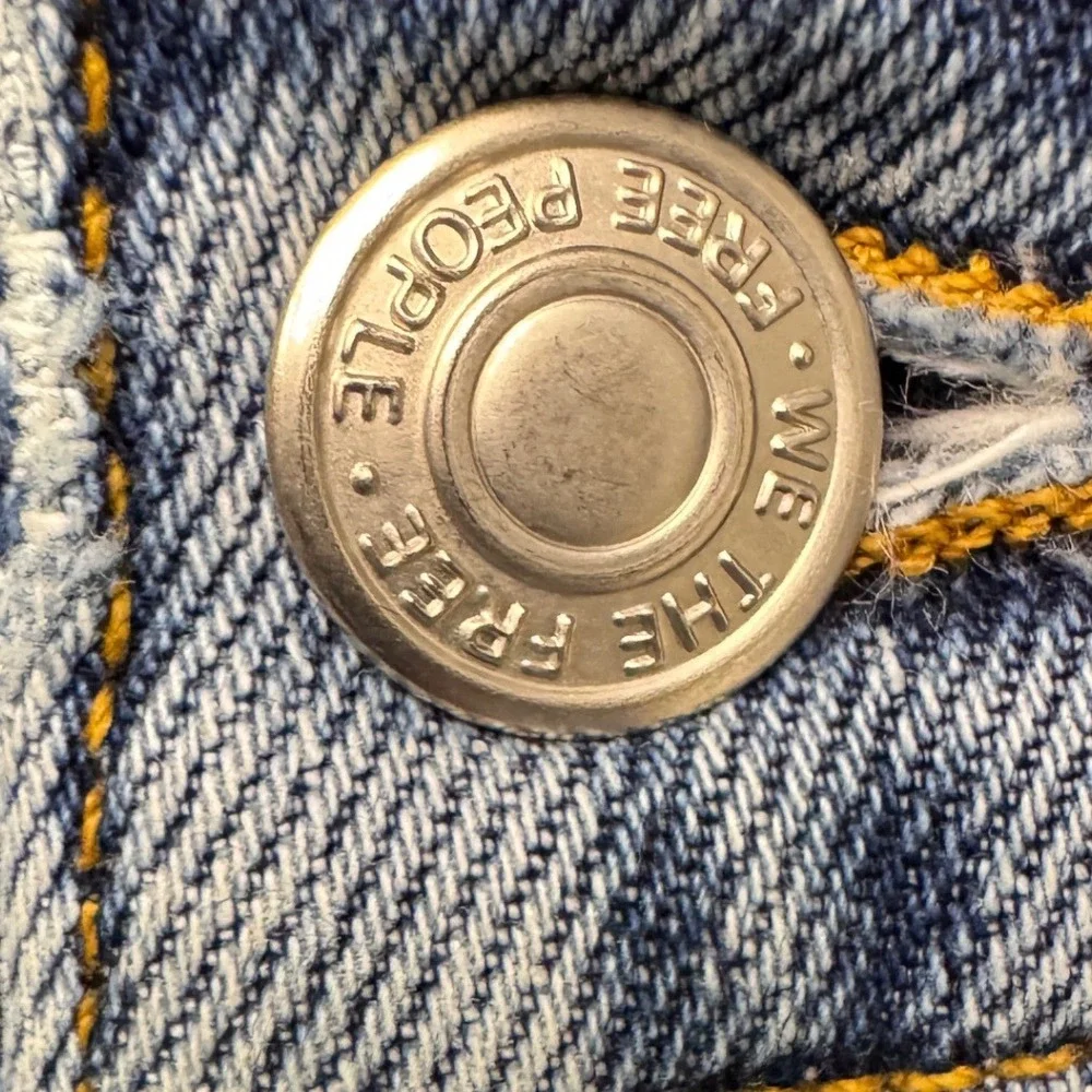 We The Free Free People High Rise Skinny Jeans Med Wash Button Fly Distressed 30
